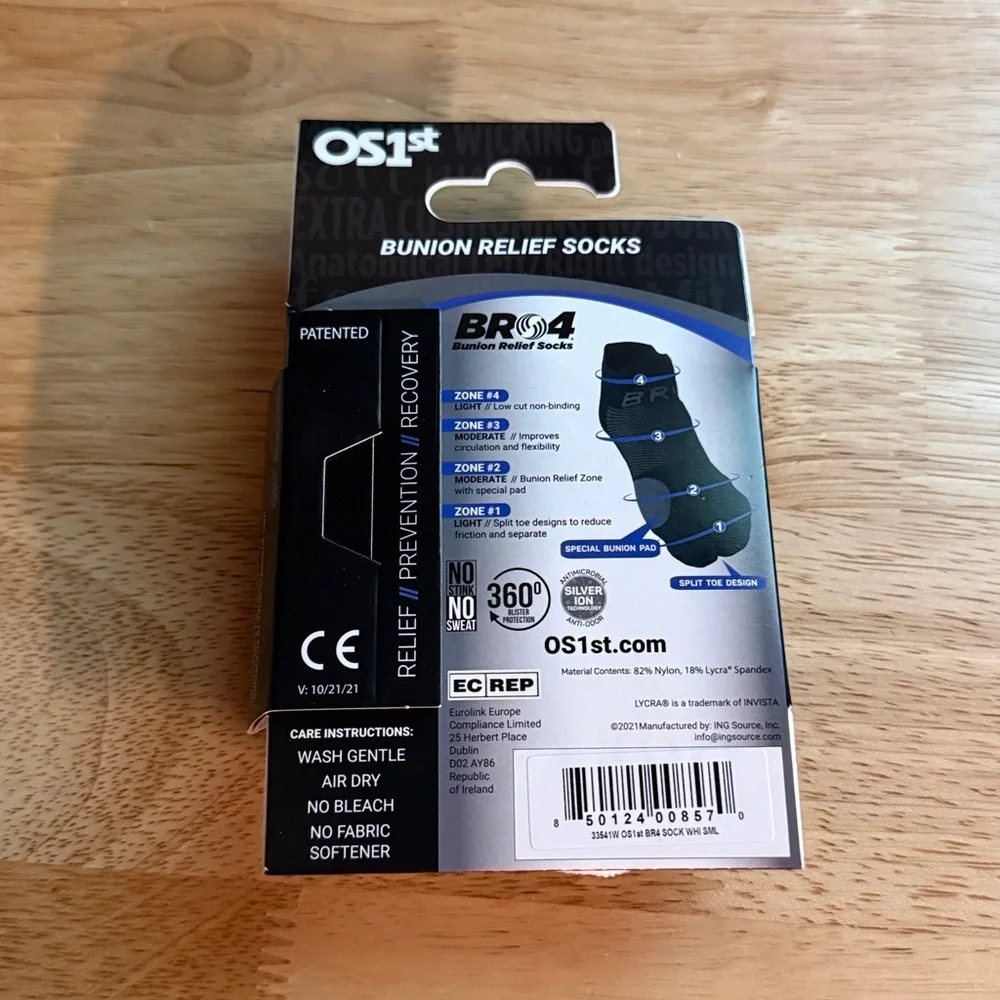 OS1st White Bunion Relief Socks